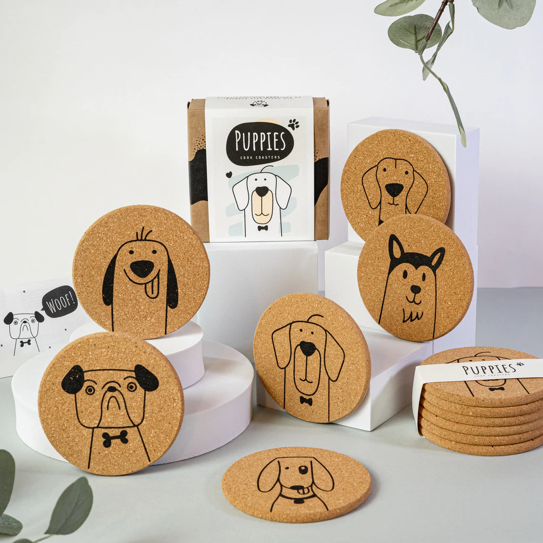 Puppy Dog Cork Coaster Set